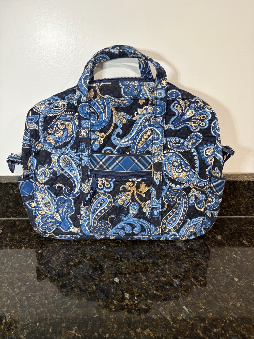 VERA BRADLEY Quilted Laptop Messenger Bag in Retired Windsor Navy *no strap*